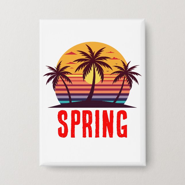 Sunset With Palm Trees Vector Button (Front)