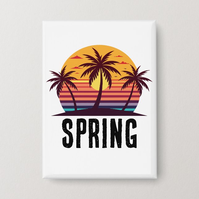 Sunset With Palm Trees Vector Button (Front)