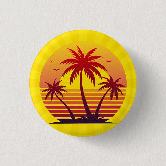 Sunset With Palm Trees Vector Button (Front)
