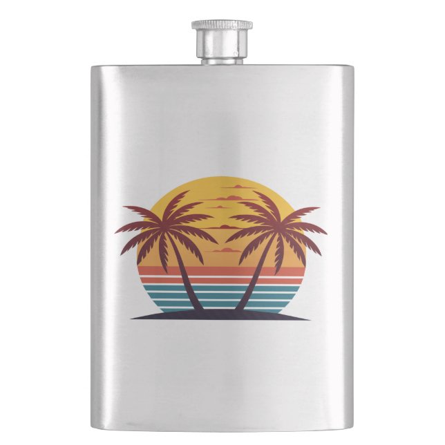 Sunset with Palm Trees Vector Flask (Front)