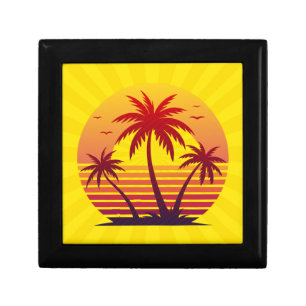 Sunset With Palm Trees Vector Gift Box