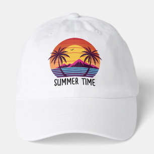 Sunset With Palm Trees Vector Hat