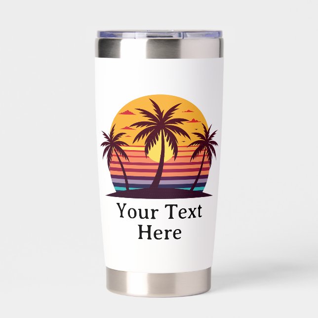 Sunset With Palm Trees Vector Insulated Tumbler (Front)