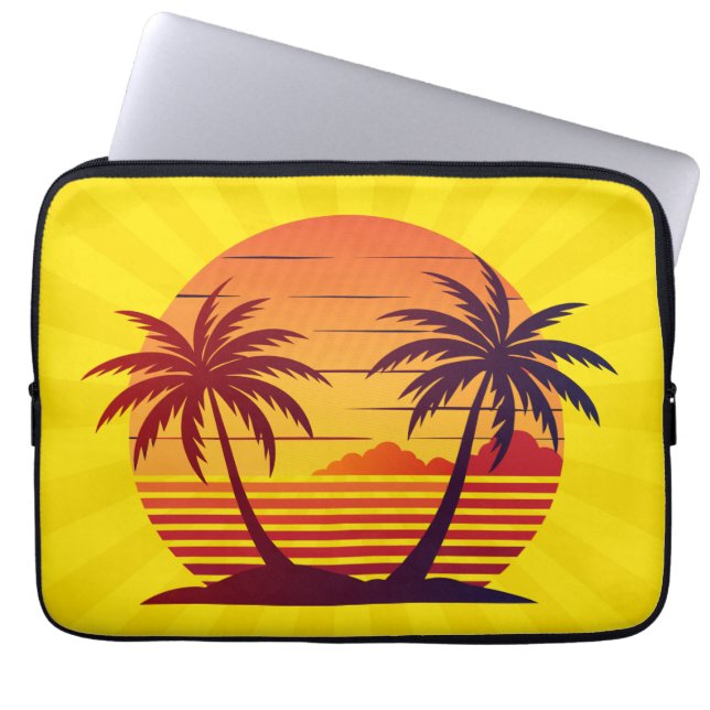 Sunset with Palm Trees Vector Laptop Sleeve (Front)