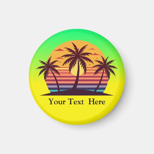 Sunset With Palm Trees Vector Magnet (Front)