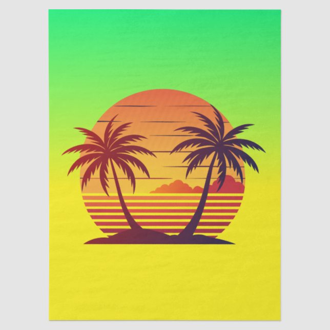 Sunset with Palm Trees Vector Tissue Paper (Front)