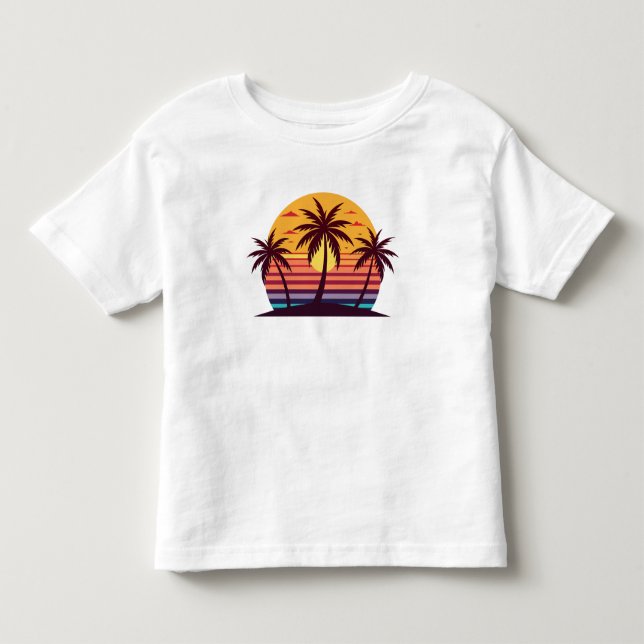 Sunset With Palm Trees Vector Toddler T-shirt (Front)