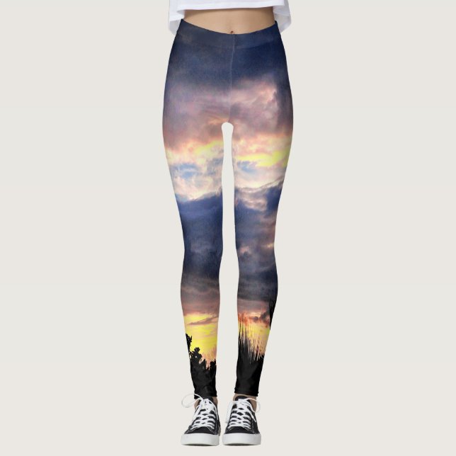 Sunset With Palms Leggings (Front)