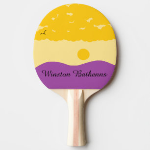 Sunset with Purple Hills: Ping Pong Paddle