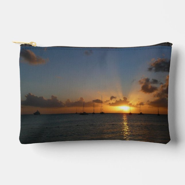 Sunset with Sailboats Tropical Landscape Photo Accessory Pouch (Front)