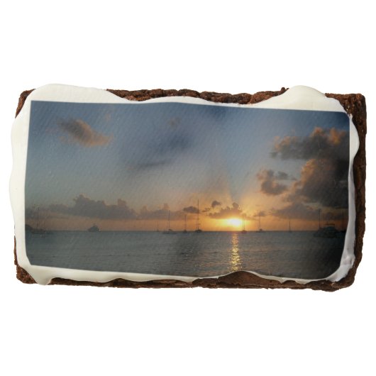 Sunset with Sailboats Tropical Landscape Photo Brownie (Front)