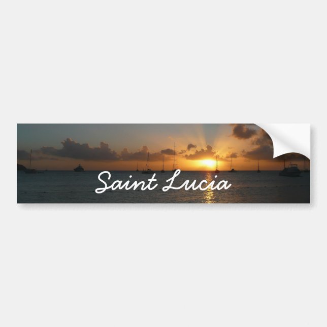 Sunset with Sailboats Tropical Landscape Photo Bumper Sticker (Front)