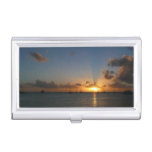 Sunset with Sailboats Tropical Landscape Photo Business Card Holder