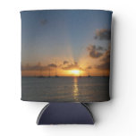 Sunset with Sailboats Tropical Landscape Photo Can Cooler