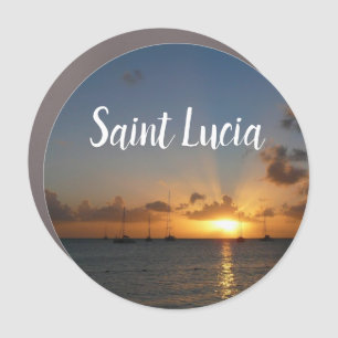 Sunset with Sailboats Tropical Landscape Photo Car Magnet