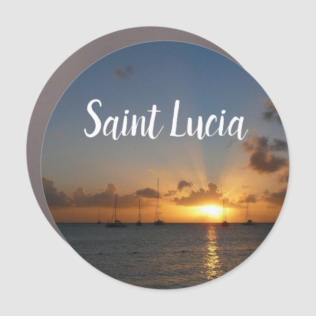 Sunset with Sailboats Tropical Landscape Photo Car Magnet (Front)