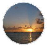 Sunset with Sailboats Tropical Landscape Photo Ceramic Knob