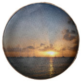 Sunset with Sailboats Tropical Landscape Photo Chocolate Dipped Oreo (Front)