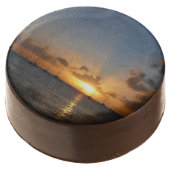 Sunset with Sailboats Tropical Landscape Photo Chocolate Dipped Oreo (Angled)
