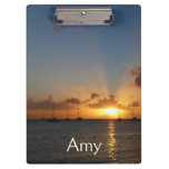 Sunset with Sailboats Tropical Landscape Photo Clipboard