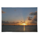 Sunset with Sailboats Tropical Landscape Photo Cloth Placemat