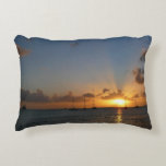 Sunset with Sailboats Tropical Landscape Photo Decorative Pillow