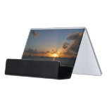 Sunset with Sailboats Tropical Landscape Photo Desk Business Card Holder