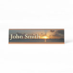 Sunset with Sailboats Tropical Landscape Photo Desk Name Plate