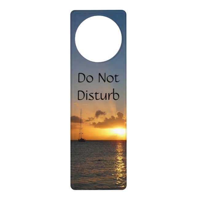 Sunset with Sailboats Tropical Landscape Photo Door Hanger (Front)
