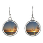 Sunset with Sailboats Tropical Landscape Photo Earrings