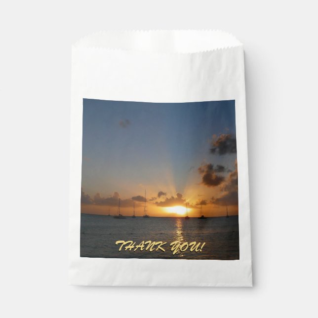 Sunset with Sailboats Tropical Landscape Photo Favor Bag (Front)