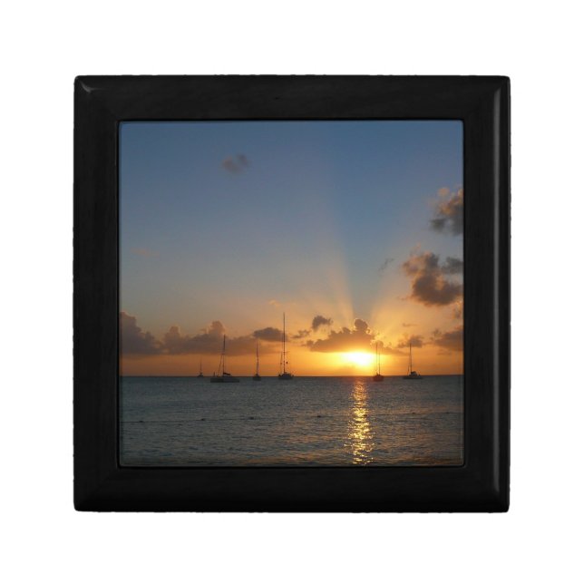 Sunset with Sailboats Tropical Landscape Photo Gift Box (Front)