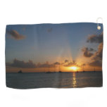 Sunset with Sailboats Tropical Landscape Photo Golf Towel