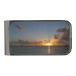 Sunset with Sailboats Tropical Landscape Photo Gunmetal Finish Money Clip