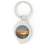 Sunset with Sailboats Tropical Landscape Photo Keychain