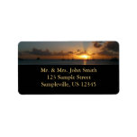 Sunset with Sailboats Tropical Landscape Photo Label