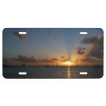 Sunset with Sailboats Tropical Landscape Photo License Plate