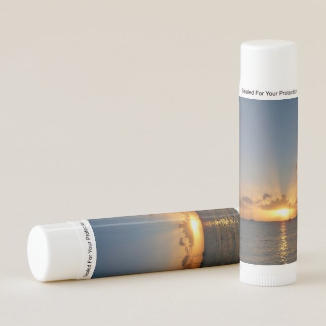 Sunset with Sailboats Tropical Landscape Photo Lip Balm (Front)