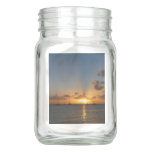 Sunset with Sailboats Tropical Landscape Photo Mason Jar