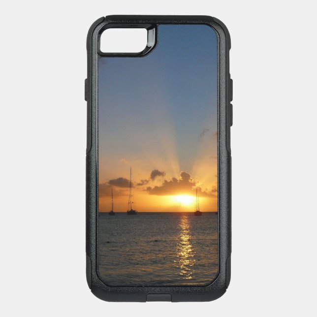 Sunset with Sailboats Tropical Landscape Photo Otterbox iPhone Case (Back)