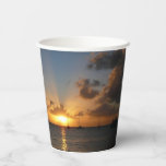 Sunset with Sailboats Tropical Landscape Photo Paper Cups
