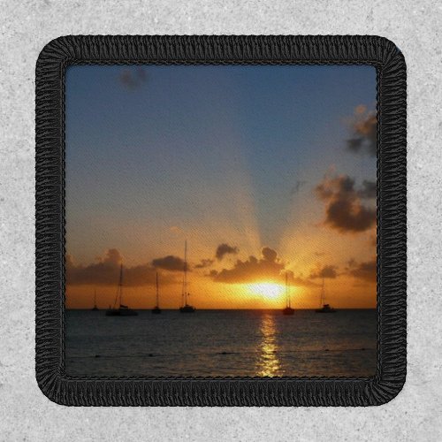 Sunset with Sailboats Tropical Landscape Photo Patch