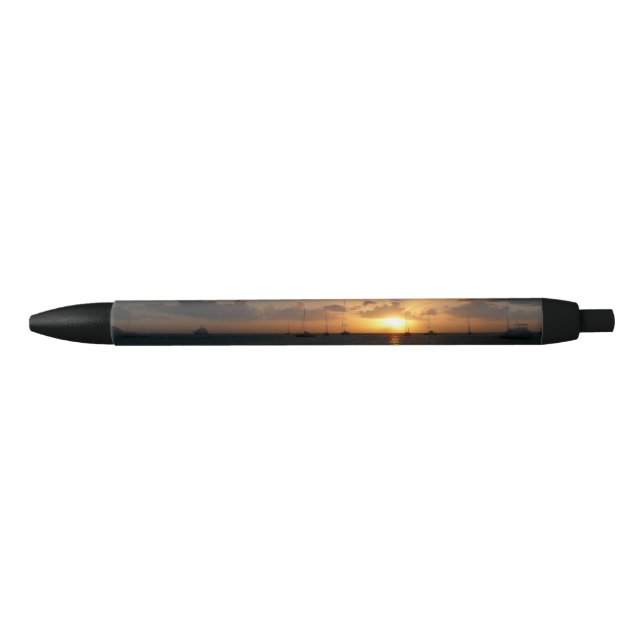 Sunset with Sailboats Tropical Landscape Photo Pen (Front)