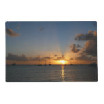 Sunset with Sailboats Tropical Landscape Photo Placemat