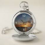 Sunset with Sailboats Tropical Landscape Photo Pocket Watch