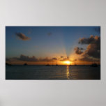Sunset with Sailboats Tropical Landscape Photo Poster
