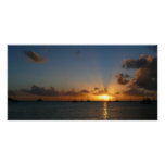 Sunset with Sailboats Tropical Landscape Photo Poster
