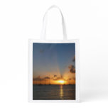 Sunset with Sailboats Tropical Landscape Photo Reusable Grocery Bag