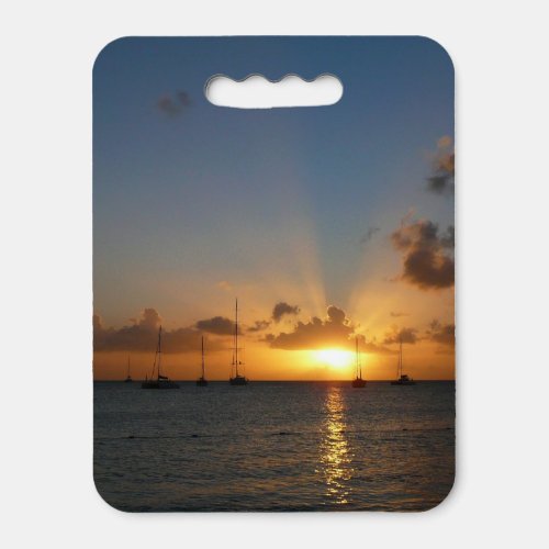 Sunset with Sailboats Tropical Landscape Photo Seat Cushion
