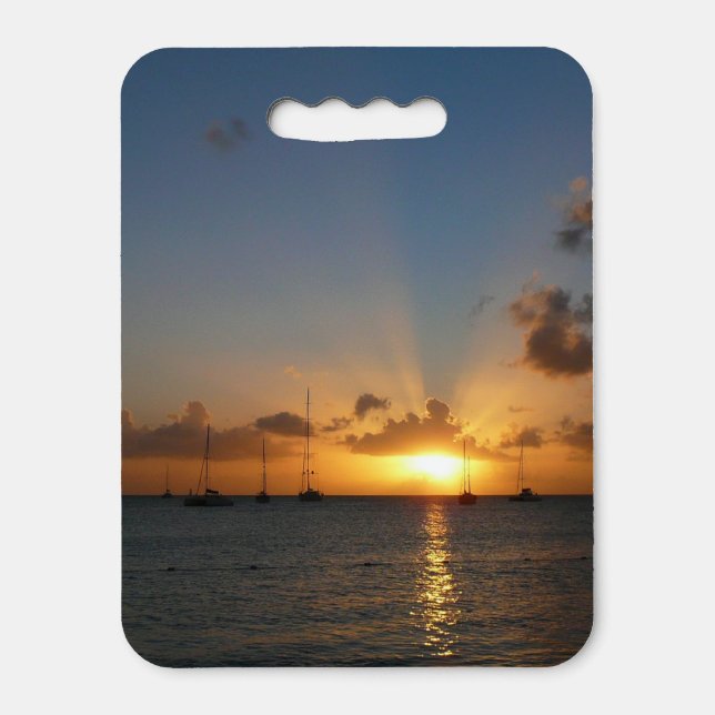 Sunset with Sailboats Tropical Landscape Photo Seat Cushion (Front Vertical)